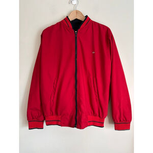 Lacoste Mens Reversible Bomber Jacket Red Black Large